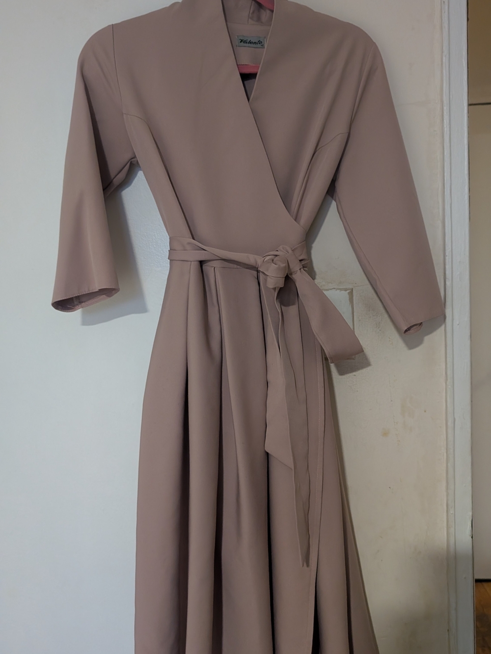 Blush Wrap Midi Dress with Waist Tie